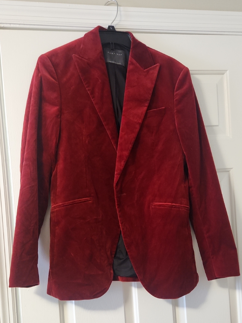 Zara Men's Deep Red Velvet Blazer